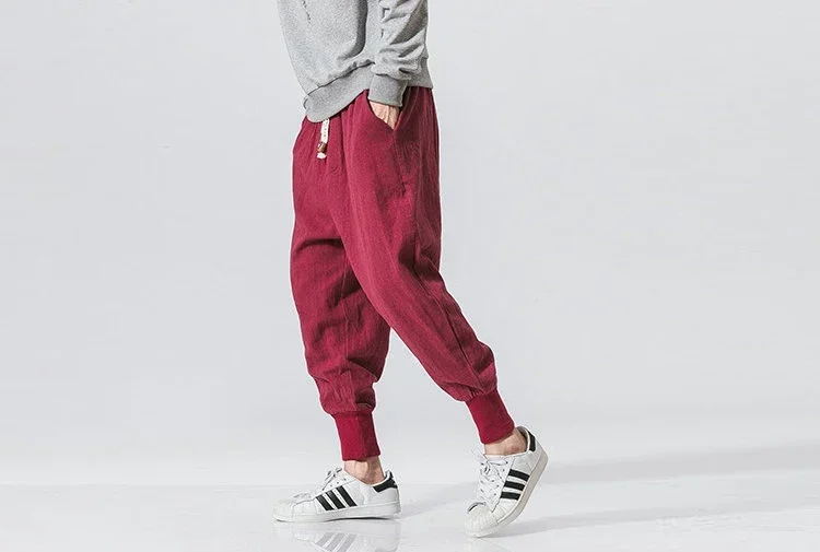 Men Harem Pants Streetwear Cotton Joggers New Baggy Hip Hop Fashion Pants Casual Solid Trousers Male Trendy Sweatpants