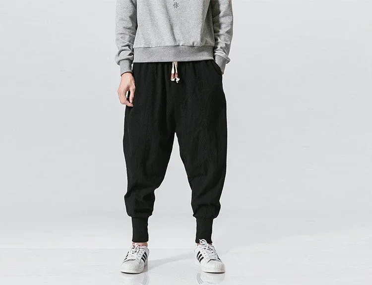 Men Harem Pants Streetwear Cotton Joggers New Baggy Hip Hop Fashion Pants Casual Solid Trousers Male Trendy Sweatpants