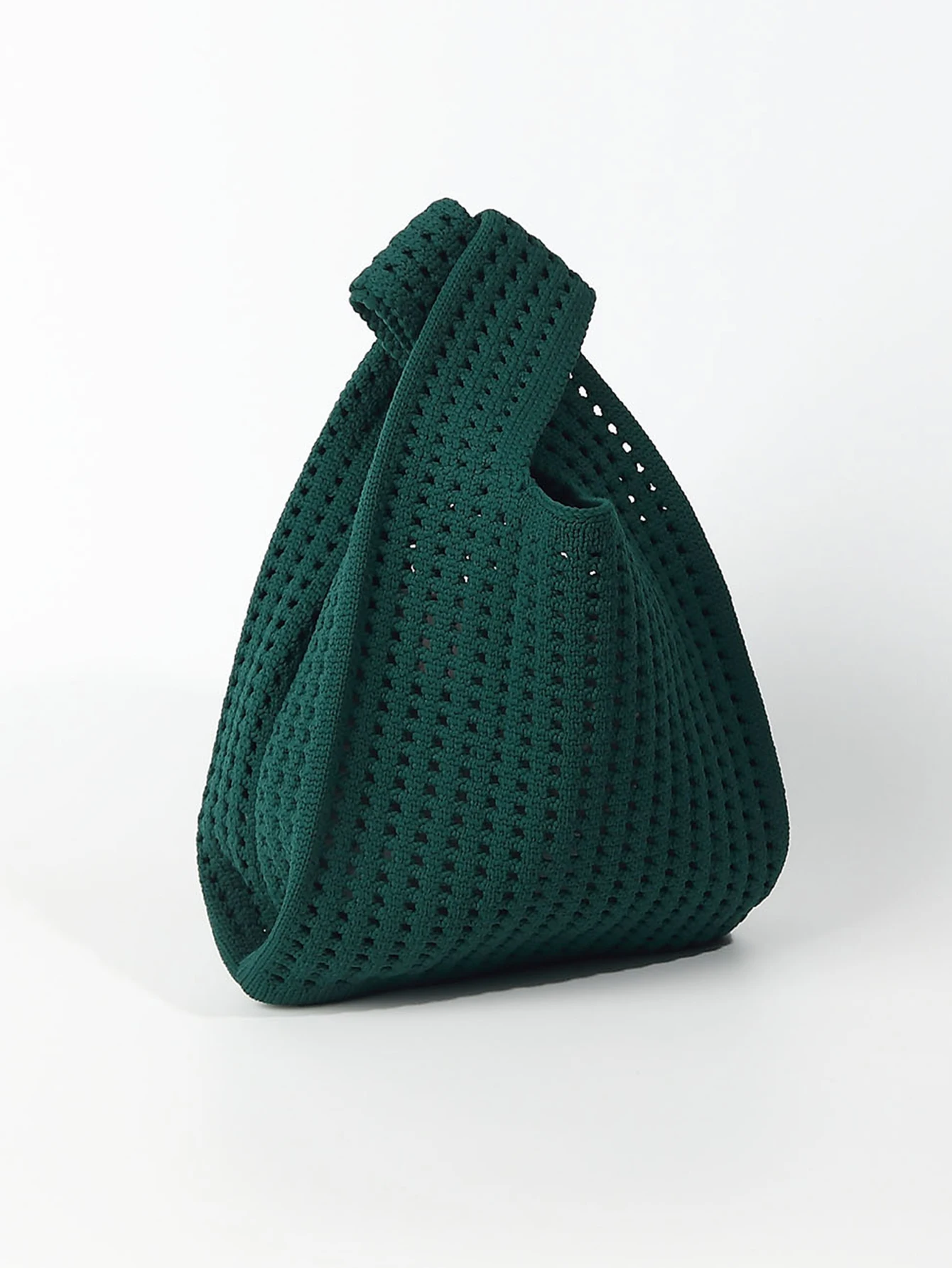 Handmade Knit Handbag Women Mini Shoulder Bag Female Casual Color Wide Stripe Plaid Tote Bag Student Cell Phone Package
