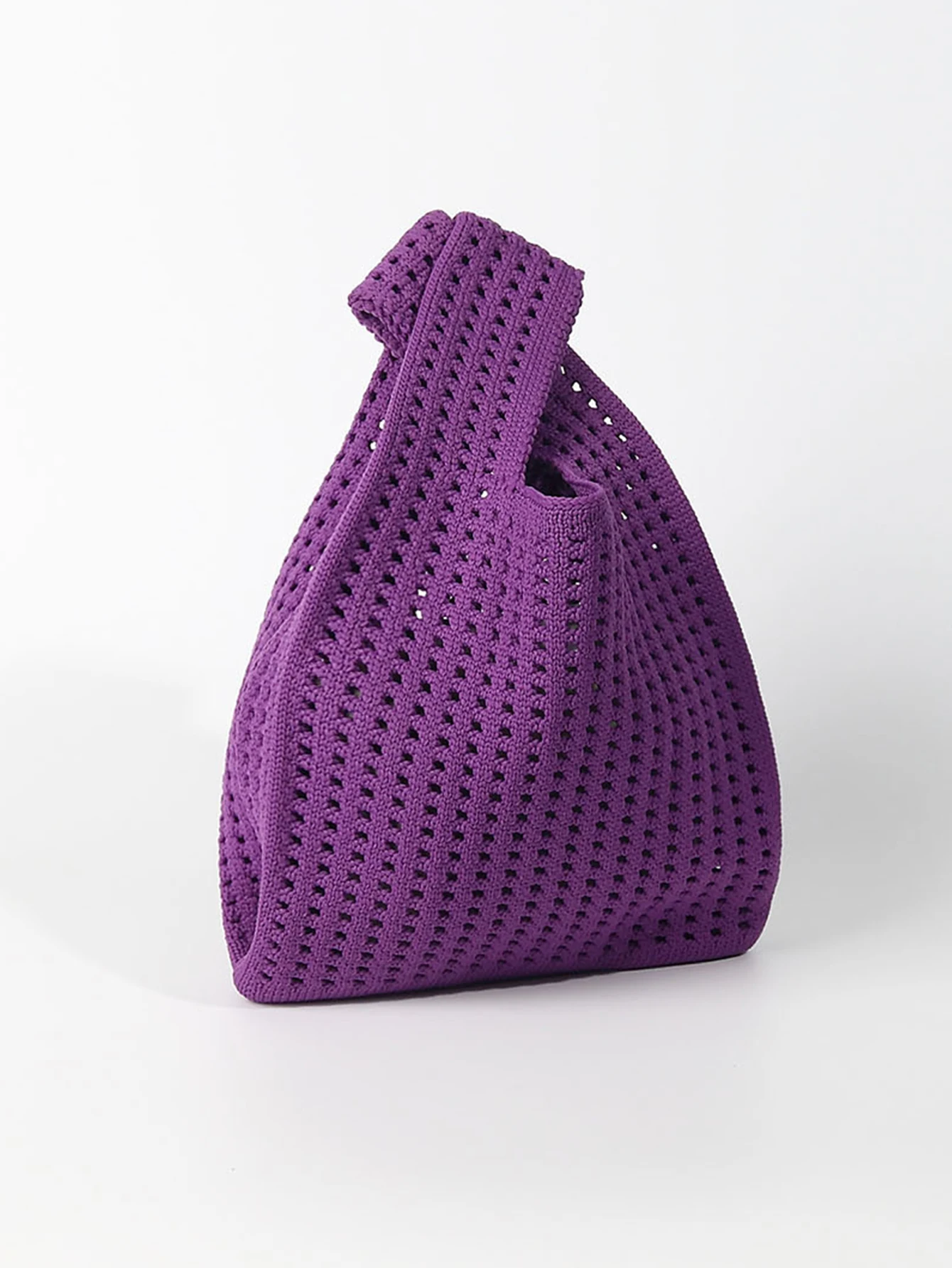 Handmade Knit Handbag Women Mini Shoulder Bag Female Casual Color Wide Stripe Plaid Tote Bag Student Cell Phone Package