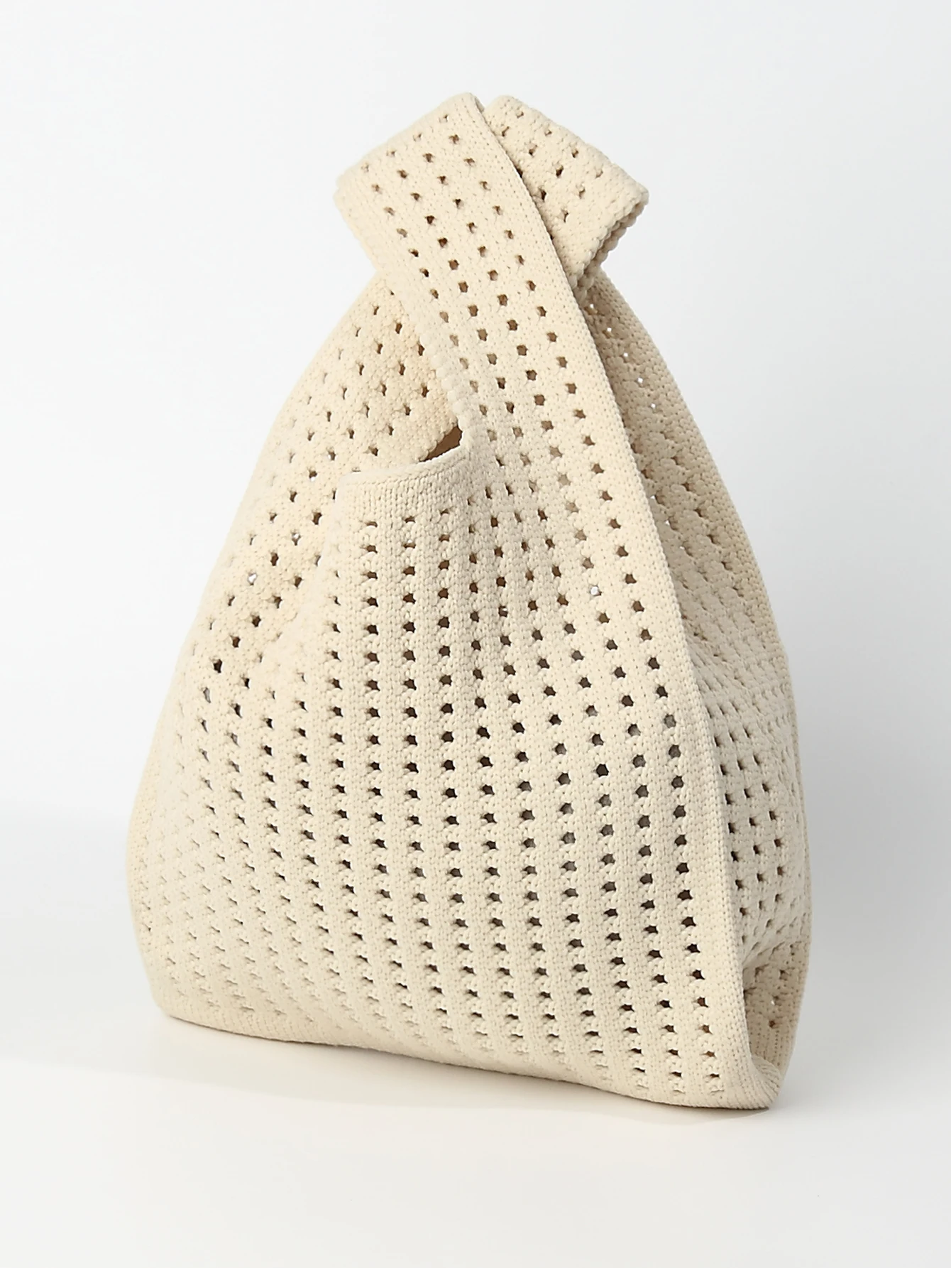 Handmade Knit Handbag Women Mini Shoulder Bag Female Casual Color Wide Stripe Plaid Tote Bag Student Cell Phone Package