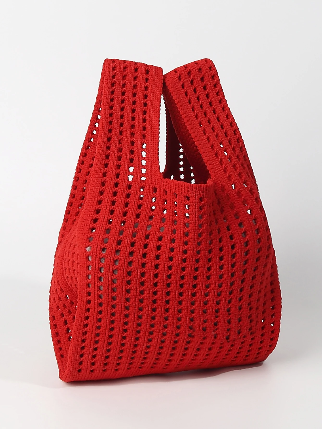 Handmade Knit Handbag Women Mini Shoulder Bag Female Casual Color Wide Stripe Plaid Tote Bag Student Cell Phone Package