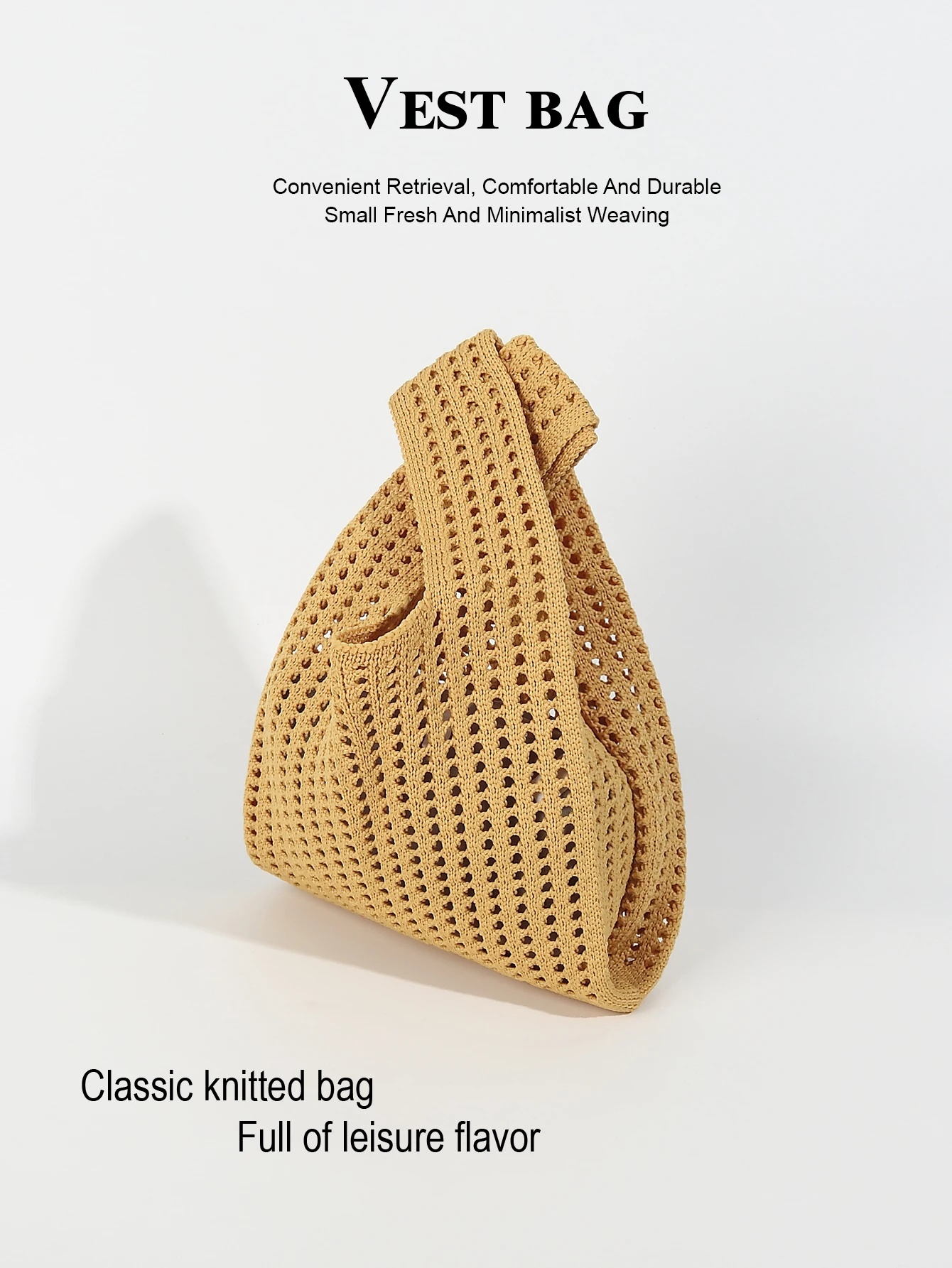 Handmade Knit Handbag Women Mini Shoulder Bag Female Casual Color Wide Stripe Plaid Tote Bag Student Cell Phone Package