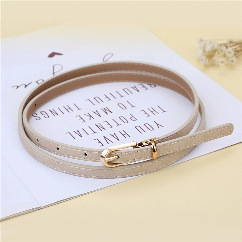 1PC Fashion Black White Gray Women Belts Thin Skinny Waistband Pin Buckle Adjustable Belt Summer Dress Jeans Strap Pu Belts