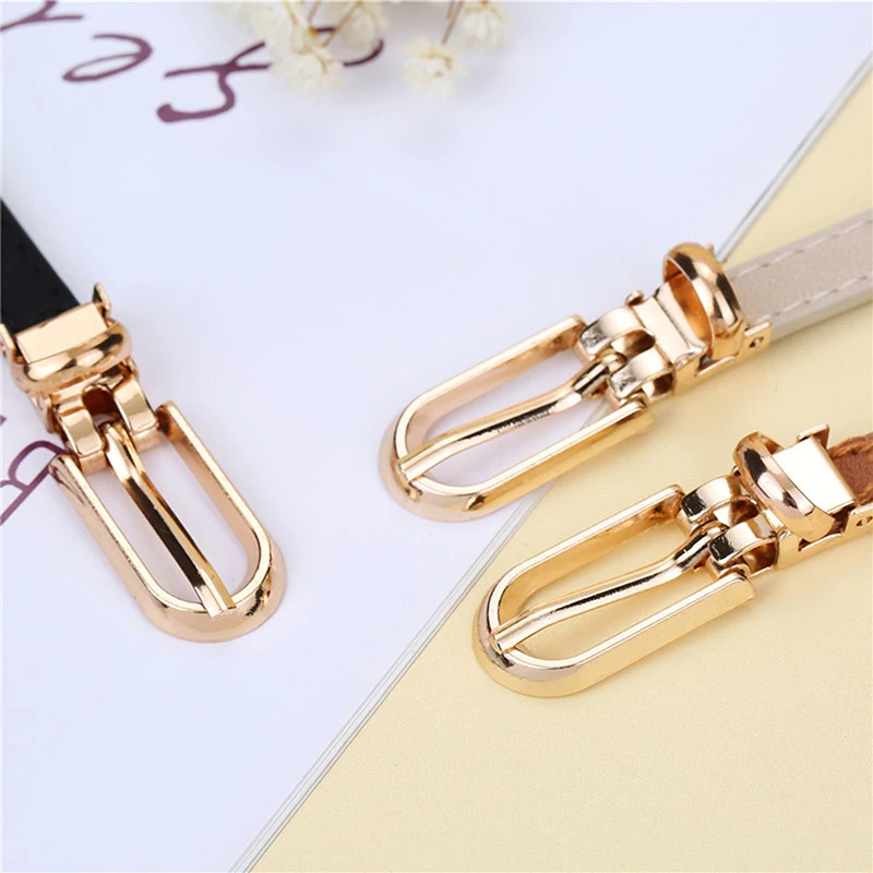 1PC Fashion Black White Gray Women Belts Thin Skinny Waistband Pin Buckle Adjustable Belt Summer Dress Jeans Strap Pu Belts
