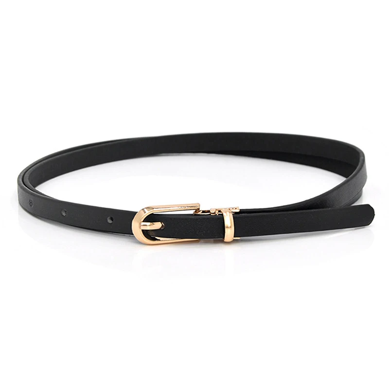 1PC Fashion Black White Gray Women Belts Thin Skinny Waistband Pin Buckle Adjustable Belt Summer Dress Jeans Strap Pu Belts