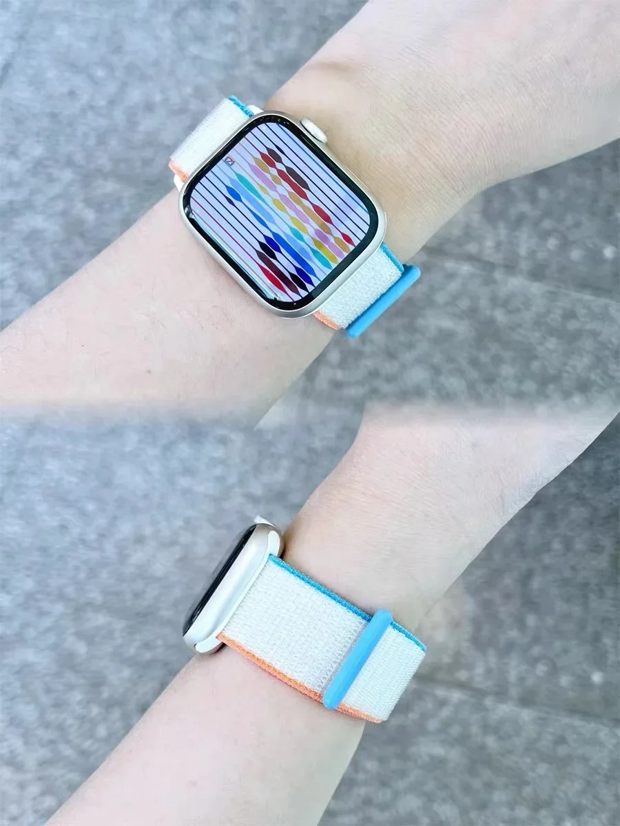 Nylon Loop Strap For Apple Watch band 44mm 45mm 40mm 42mm 41mm 38mm Bracelet belt Correa iWatch Series 9 4 5 6 Se 7 8 Ultra 49mm