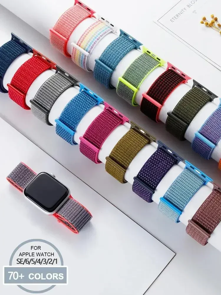 Nylon Loop Strap For Apple Watch band 44mm 45mm 40mm 42mm 41mm 38mm Bracelet belt Correa iWatch Series 9 4 5 6 Se 7 8 Ultra 49mm