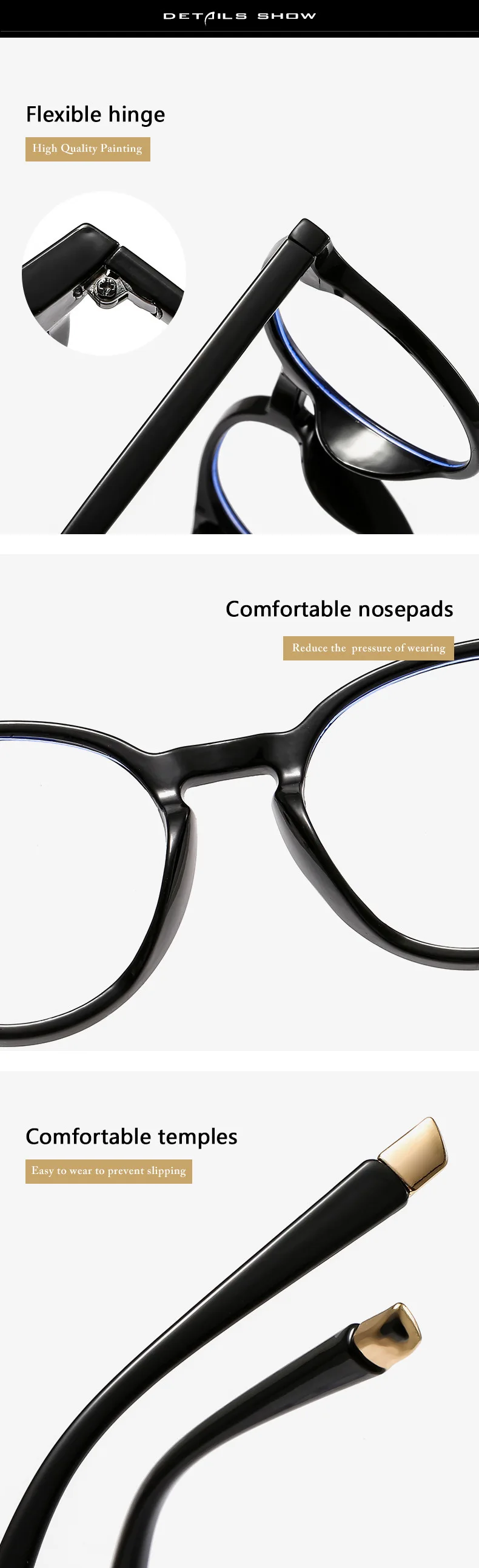 Vintage Round Optical Glasses Women Men Anti Blue Light  Eyeglasses Frame Prescription Transparent Lens Spectacle Frame Unisex