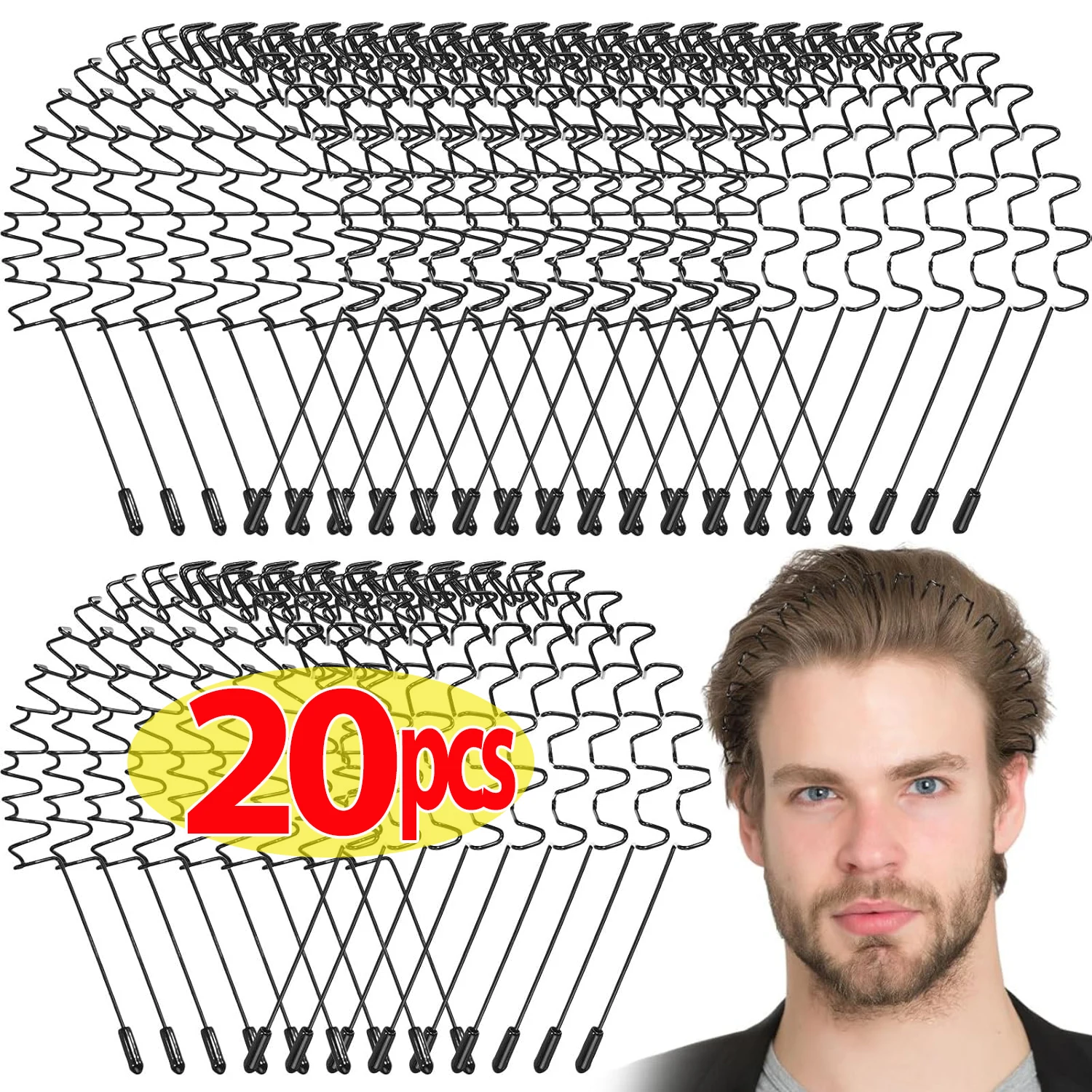 1/20pcs Unisex Black Elastic Non Slip Simple Metal Headbands For Men Women Wavy Hairband Spring Hair Hoop Hair Accessories