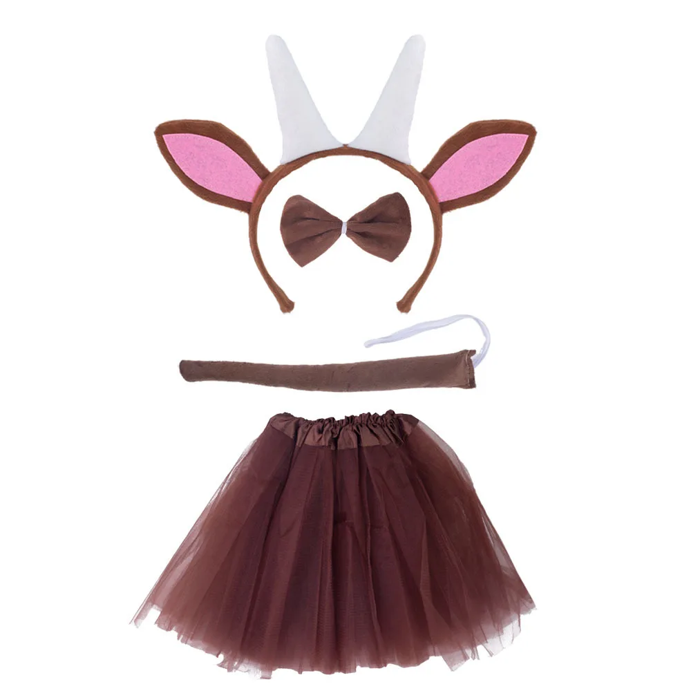 Halloween Goat Horn Animal Costume Accessories Headband Tail Bow Tie Tutu for Toddler Kids Girls Fancy Dress Up Christmas