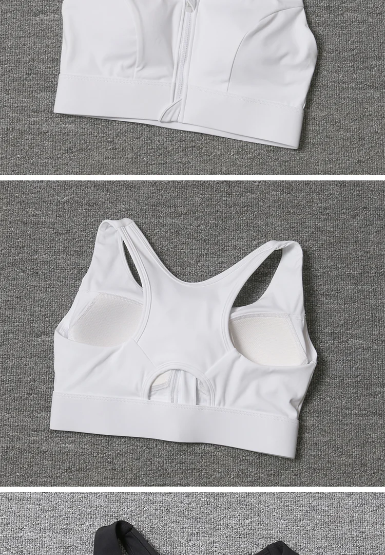 2026 New Front Zipper Adjustment High Strength Shockproof Gathered Sexy Cross Back Workout Sports Bra For Women