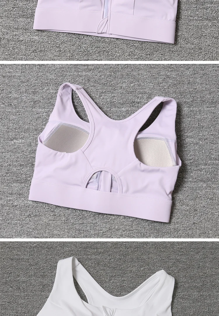 2026 New Front Zipper Adjustment High Strength Shockproof Gathered Sexy Cross Back Workout Sports Bra For Women