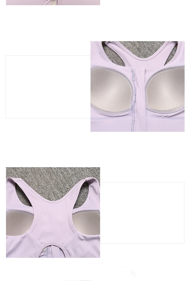 2026 New Front Zipper Adjustment High Strength Shockproof Gathered Sexy Cross Back Workout Sports Bra For Women