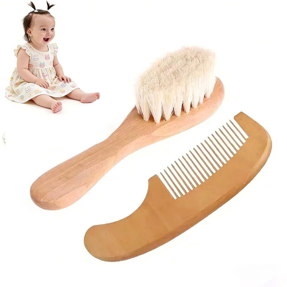 Baby Wood Brush Comb Beech Soft Wool Newborn Comb for Head Massager Baby Cleaning Shower Pure Natur Hairbrush Baby Care