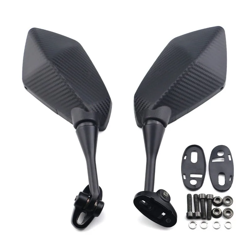 For Honda CBR250R Yamaha YZF R1 R6 R25 R15 R125 R3 R1S R1M FZ6R Mirrors Motorcycle Scooter Rear View Mirror Carbon Look Black