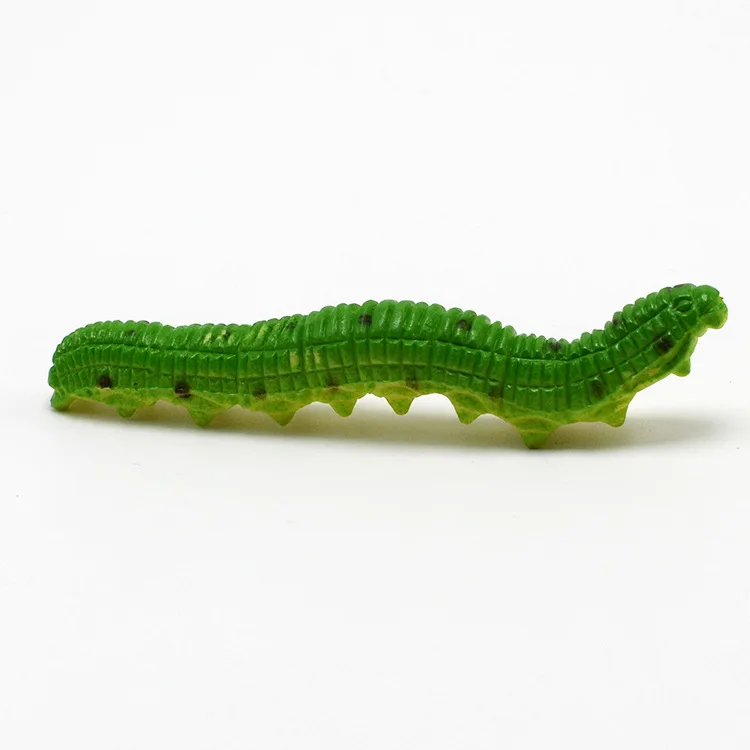 12Pcs/Lot Fund Simulation Caterpillar Green Worm Crawl Insect Animal Prank Tricky Persecute Others Toys Skeleton Unusual Gadgets