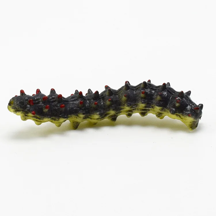 12Pcs/Lot Fund Simulation Caterpillar Green Worm Crawl Insect Animal Prank Tricky Persecute Others Toys Skeleton Unusual Gadgets