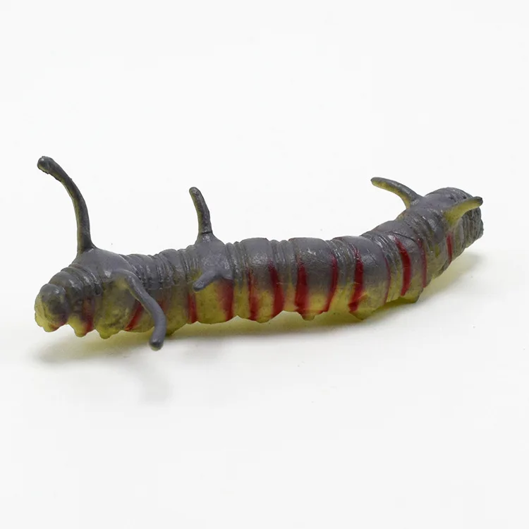 12Pcs/Lot Fund Simulation Caterpillar Green Worm Crawl Insect Animal Prank Tricky Persecute Others Toys Skeleton Unusual Gadgets