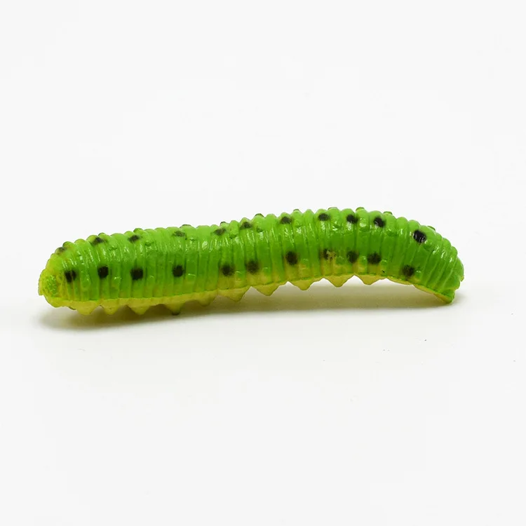 12Pcs/Lot Fund Simulation Caterpillar Green Worm Crawl Insect Animal Prank Tricky Persecute Others Toys Skeleton Unusual Gadgets