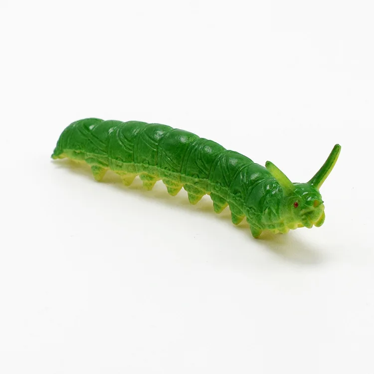 12Pcs/Lot Fund Simulation Caterpillar Green Worm Crawl Insect Animal Prank Tricky Persecute Others Toys Skeleton Unusual Gadgets
