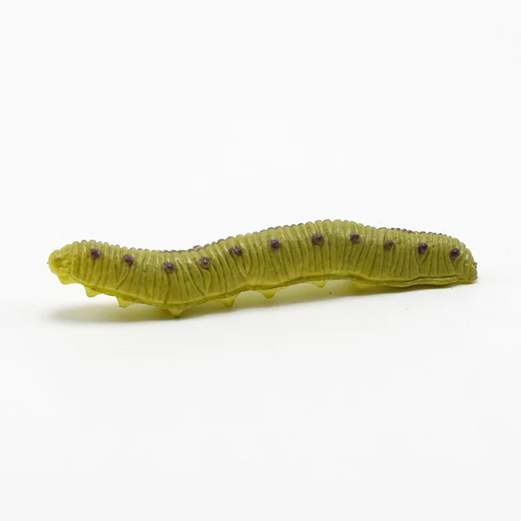 12Pcs/Lot Fund Simulation Caterpillar Green Worm Crawl Insect Animal Prank Tricky Persecute Others Toys Skeleton Unusual Gadgets