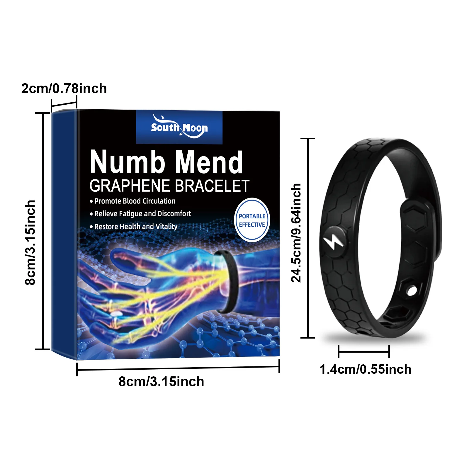 South Moon Energy Therapy Bracelet Relieve Arthritis Pain Hand Numbness Anti Fatigue Improve Circulation Adjustable Bracelets