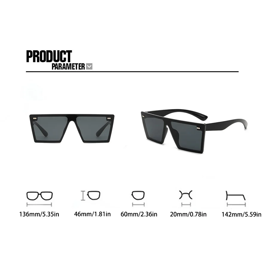 Fashion Oversized Frame Square Women's Sunglasses Casual Street retro Style Decorative Glasses