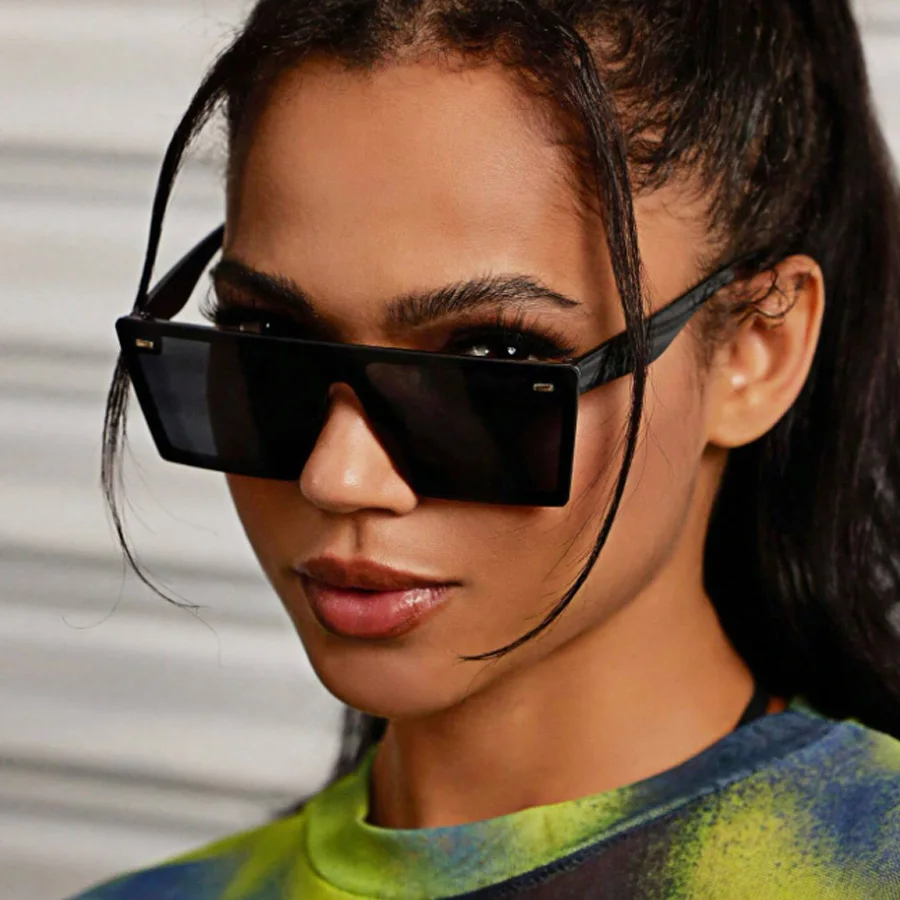 Fashion Oversized Frame Square Women's Sunglasses Casual Street retro Style Decorative Glasses
