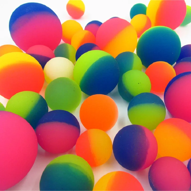 42/55mm Bicolor Elastic Ball Toy Children Colored Boy Bouncing Ball Rubber Kids Sport Games Elastic Jumping Balls