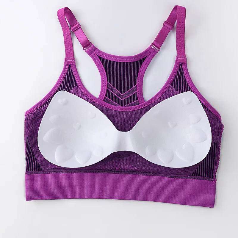 Women Breathable Sports Bra Absorb Sweat Shockproof Padded Gym Running Fitness Double Layer Seamless Yoga Sports Bra Underwear