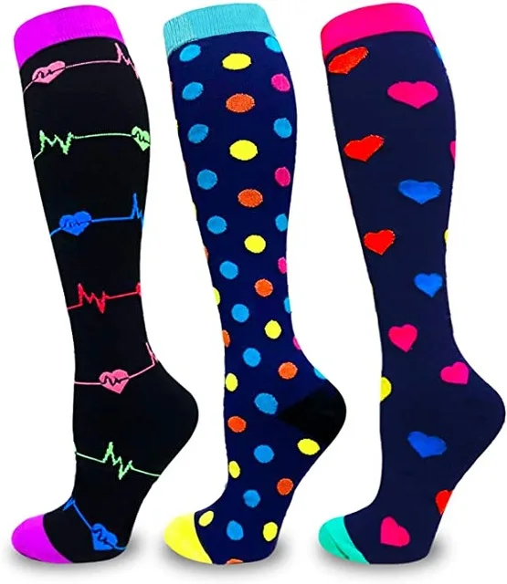 S-XXL 3 Pairs Free Shipping Nurse Compression Socks Varicose Veins Women Men Socks 20-30 MmHg Edema Diabetes Running Sport Socks