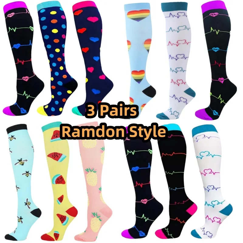 S-XXL 3 Pairs Free Shipping Nurse Compression Socks Varicose Veins Women Men Socks 20-30 MmHg Edema Diabetes Running Sport Socks