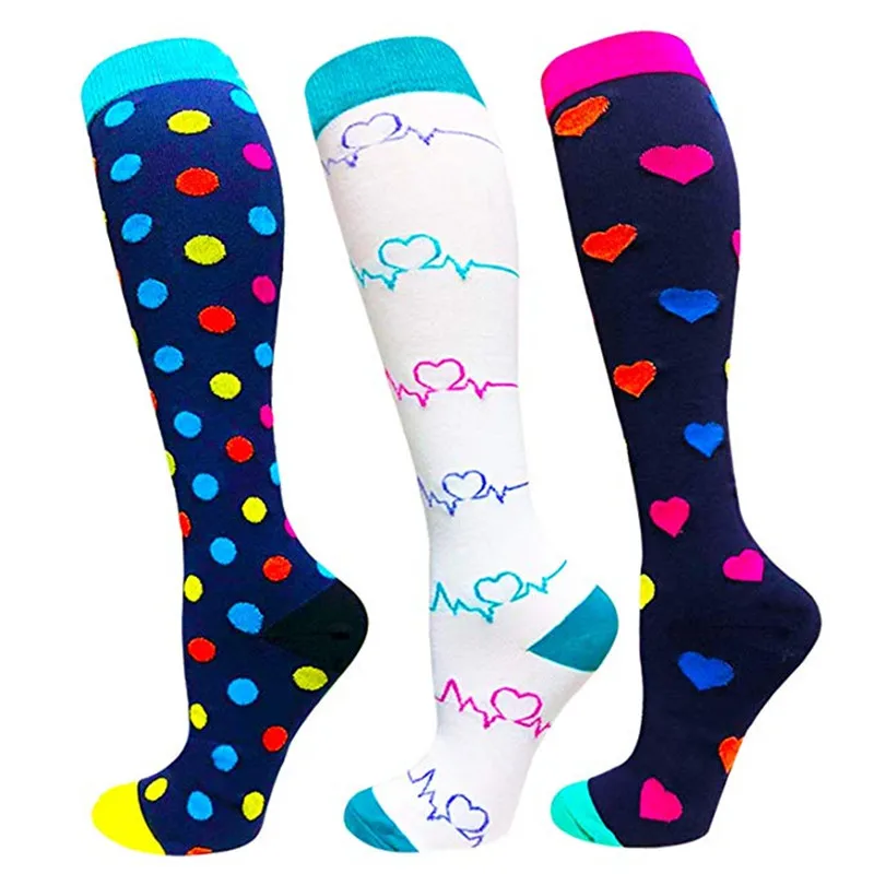 S-XXL 3 Pairs Free Shipping Nurse Compression Socks Varicose Veins Women Men Socks 20-30 MmHg Edema Diabetes Running Sport Socks