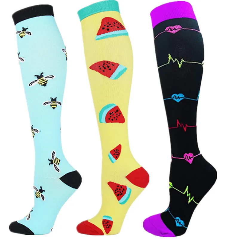 S-XXL 3 Pairs Free Shipping Nurse Compression Socks Varicose Veins Women Men Socks 20-30 MmHg Edema Diabetes Running Sport Socks