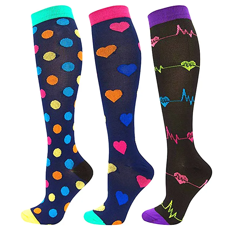 S-XXL 3 Pairs Free Shipping Nurse Compression Socks Varicose Veins Women Men Socks 20-30 MmHg Edema Diabetes Running Sport Socks