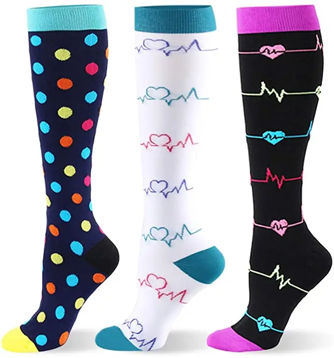 S-XXL 3 Pairs Free Shipping Nurse Compression Socks Varicose Veins Women Men Socks 20-30 MmHg Edema Diabetes Running Sport Socks