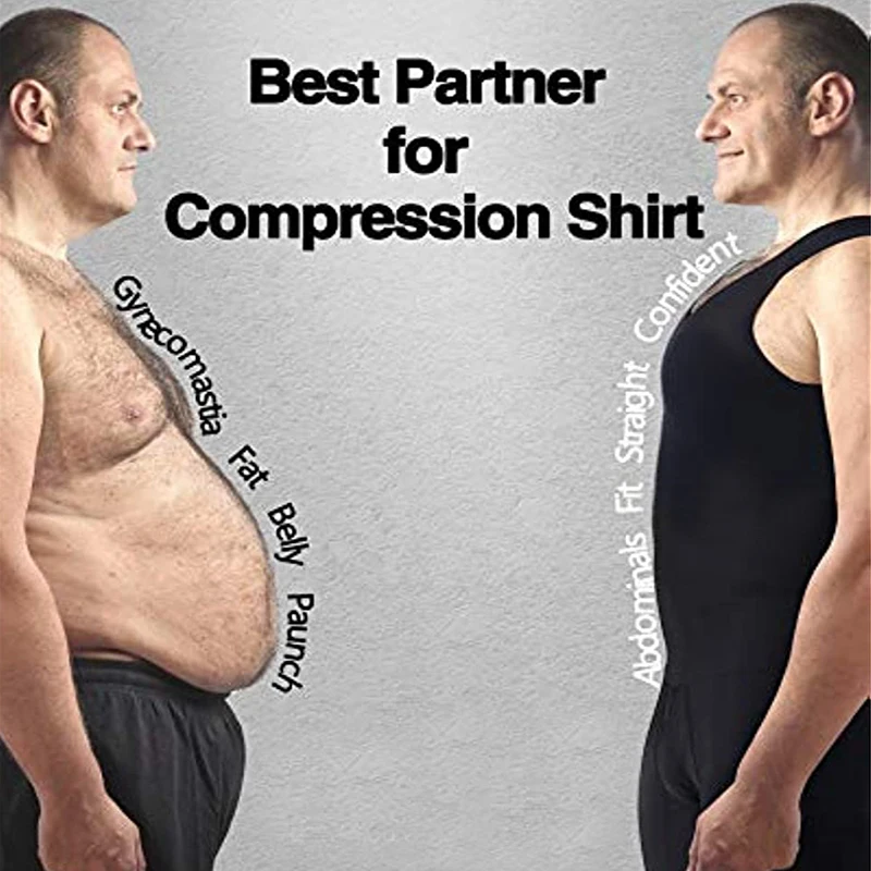 Men Shapewear Bodysuit Tummy Control Abdomen Compression Slimming Bodysuit Sleeveless Open Crotch Undershirt Full Body Shaper