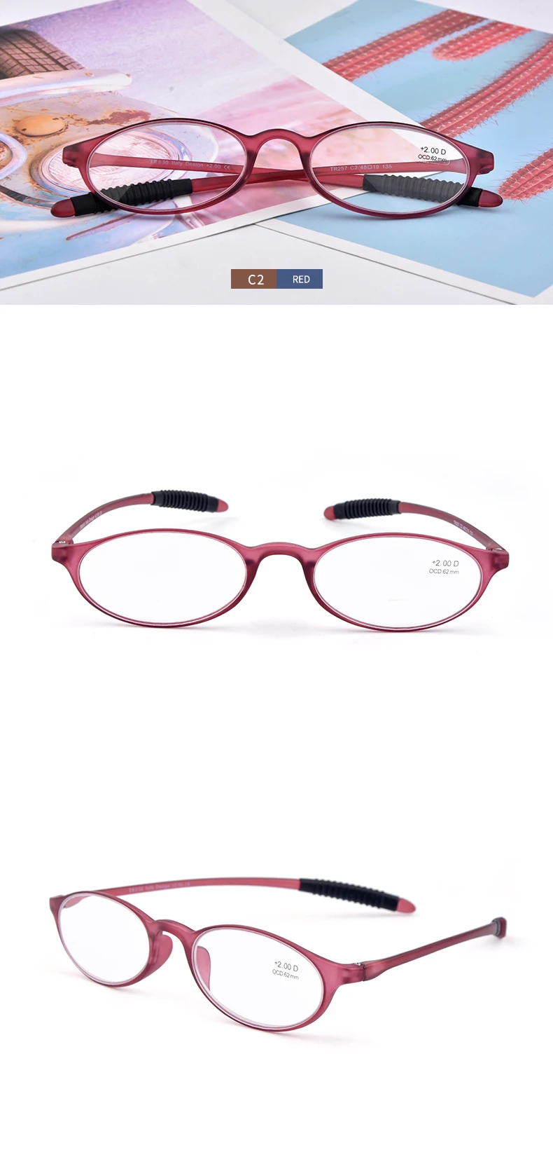 GUANHAO Brand Unisex Reading Glasses Clear Transparent Optical Hyperopia Presbyopic Glasses Universal Lightweight TR90 Frame
