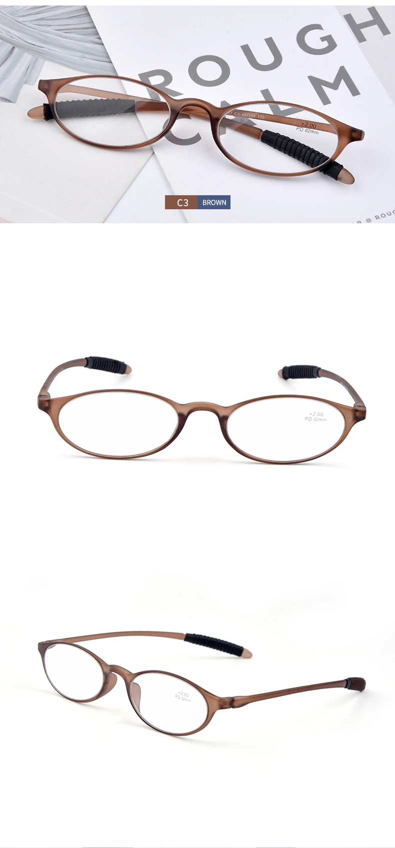 GUANHAO Brand Unisex Reading Glasses Clear Transparent Optical Hyperopia Presbyopic Glasses Universal Lightweight TR90 Frame