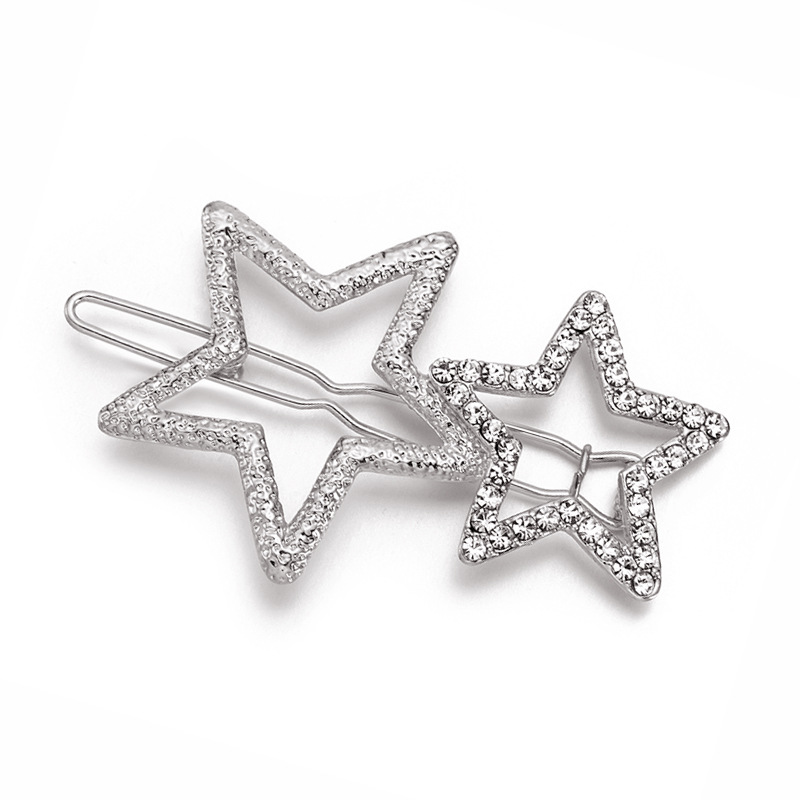 Fashion Star-shaped Hair Clips Beautiful Rhinestone Gold/Silver/Rose Gold Hair Clips Girl's Hair Accessories