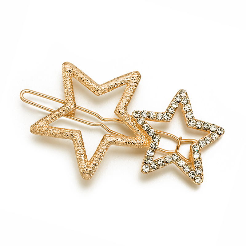 Fashion Star-shaped Hair Clips Beautiful Rhinestone Gold/Silver/Rose Gold Hair Clips Girl's Hair Accessories