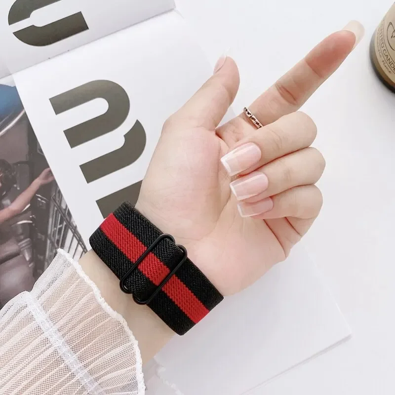 Bohemian Nylon Strap for Apple Watch ultra 2 49mm 41mm 45mm 38/40/44mm Elastic Shiny Bracelet iWatch Series 9/8/7 6 5 4 Se Band