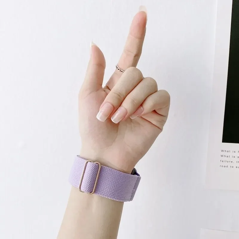 Bohemian Nylon Strap for Apple Watch ultra 2 49mm 41mm 45mm 38/40/44mm Elastic Shiny Bracelet iWatch Series 9/8/7 6 5 4 Se Band