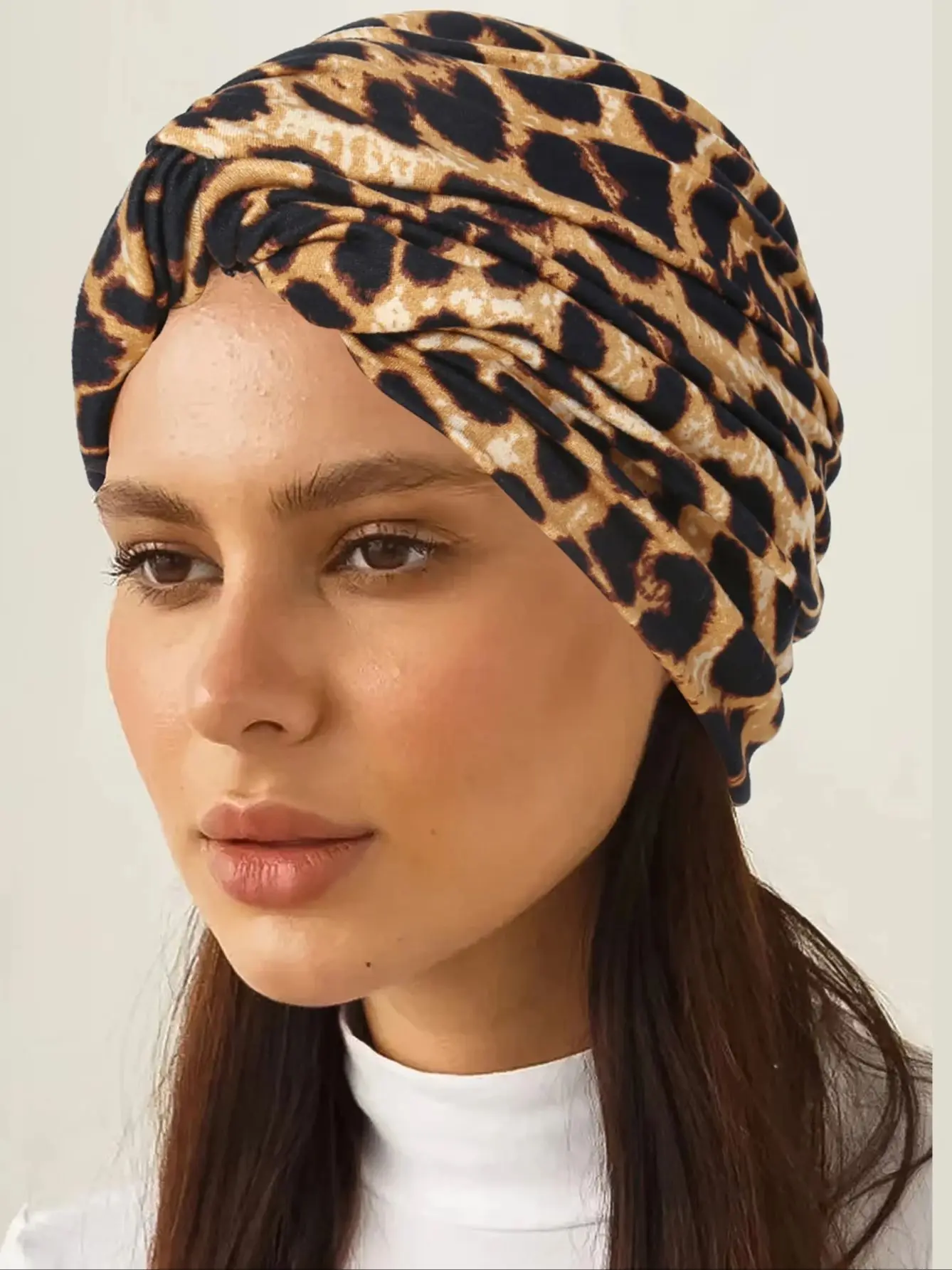 2024 New Leopard Print Women Hijabs Turban Hats Head Wraps Soft Elastic Hijab Hats Breathable Chemo Cap For Ladies Girls
