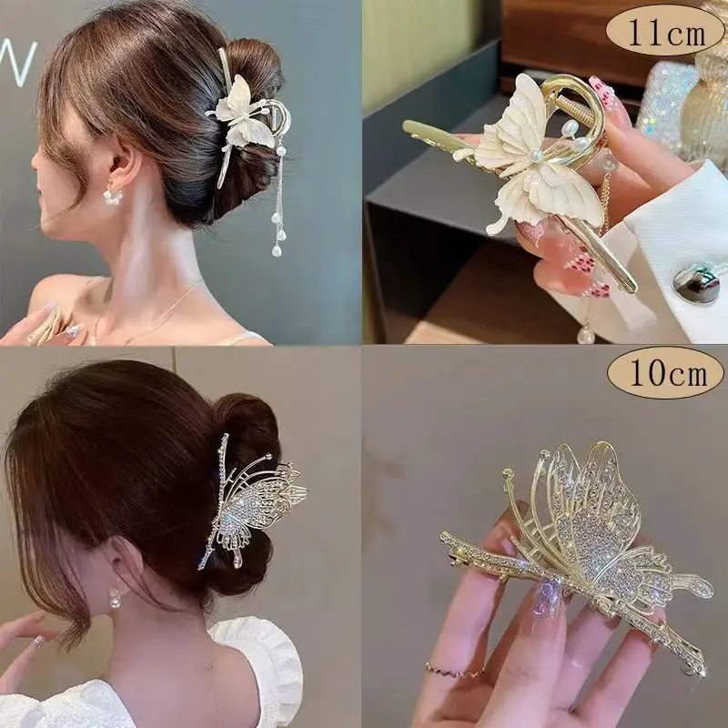 Alloy Flower Butterfly Tassel Hair Clip for Women Girls Hair Claw Plate Shark Clip Hair Accessories Summer New Headwear