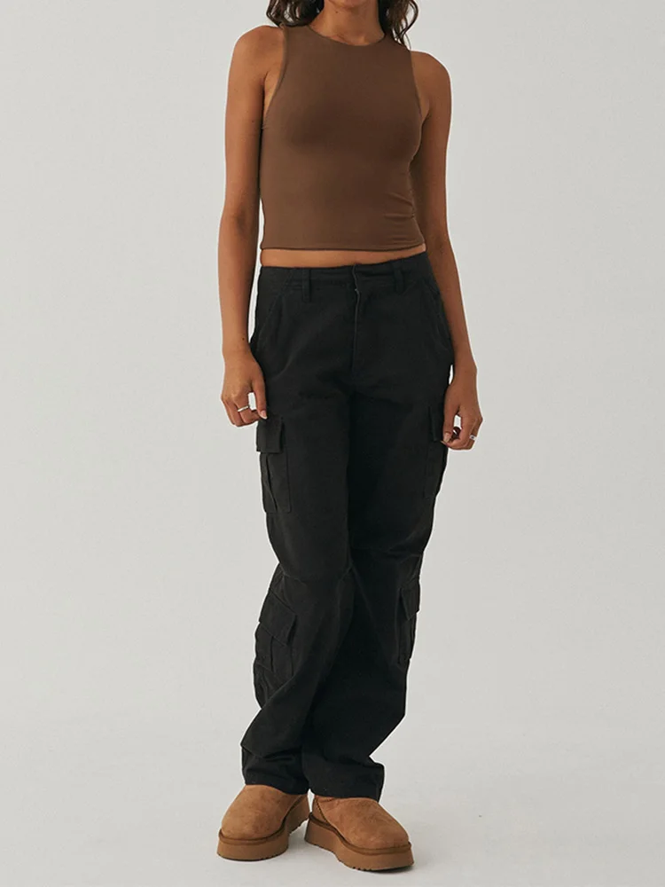 Sleeveless Tight Bottomed Shirt With Round Neck Racerback Top