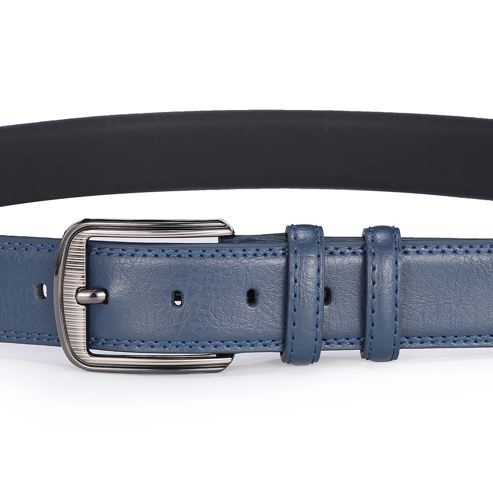 Men's Cowhide Pin Buckle Belt Fashionable Versatile Belt Pure Leather Pinhole Belt New Multi-Colour Red Blue Black Brown Yellow