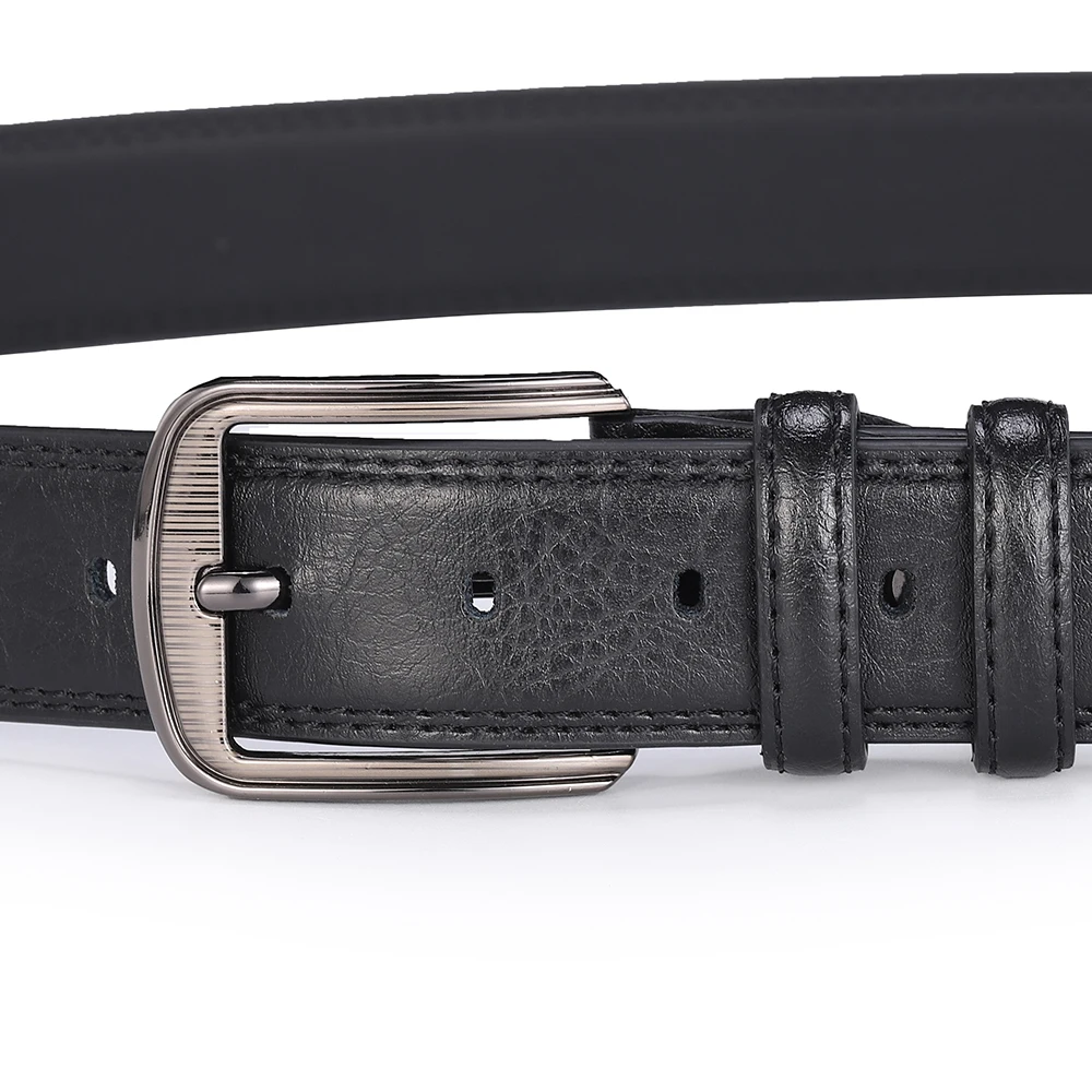 Men's Cowhide Pin Buckle Belt Fashionable Versatile Belt Pure Leather Pinhole Belt New Multi-Colour Red Blue Black Brown Yellow