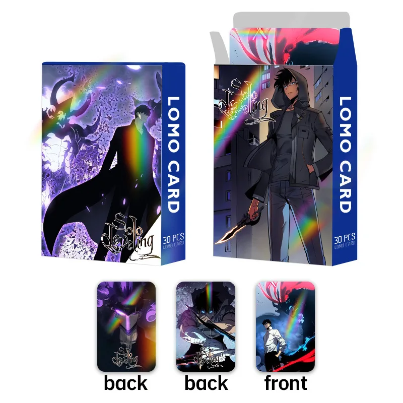 Laser Flash Card, Solo Leveling:Arise Double-sided 30pcs Small Cards, LOMO Card, Anime Peripheral Photo Card, Collection Card